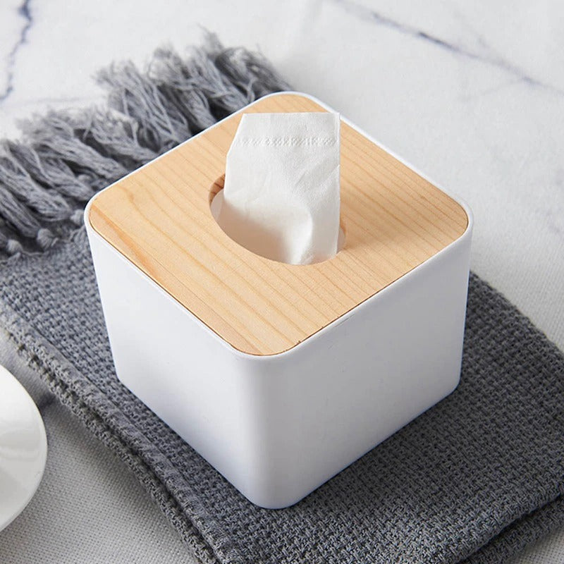 Plastic & Wooden Tissue Box