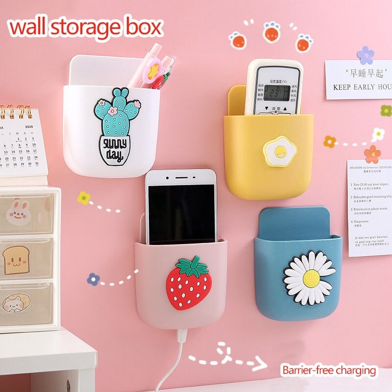 Wall-mounted Mobile Phone Charging Box Remote Control Storage Box - Assorted