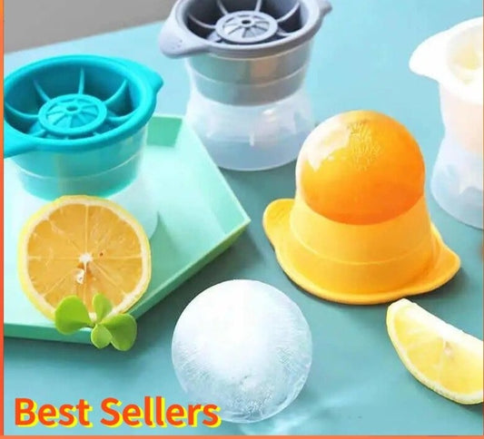 Ice Cube Maker Silicone Ball Shape Spherical Ice Cube Mold - Assorted Colors - Set of 2