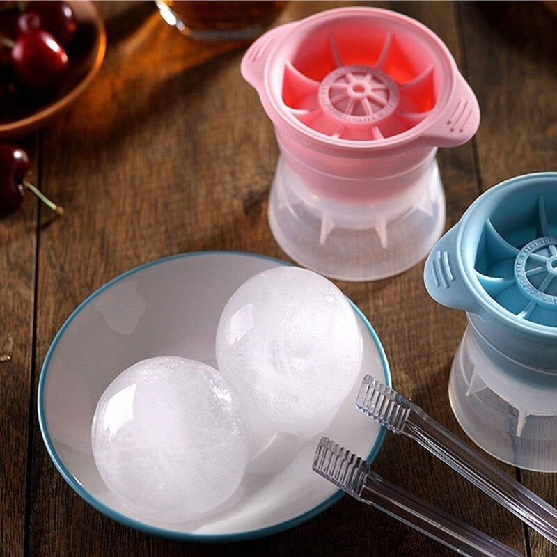 Ice Cube Maker Silicone Ball Shape Spherical Ice Cube Mold - Assorted Colors - Set of 2