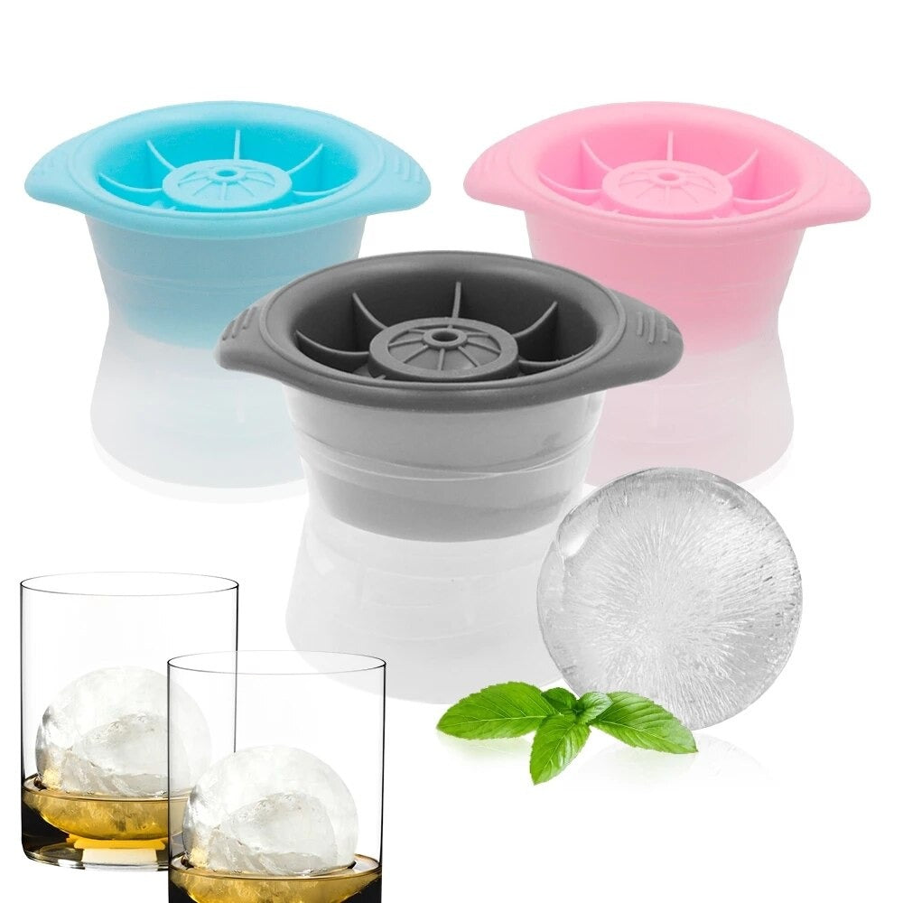 Ice Cube Maker Silicone Ball Shape Spherical Ice Cube Mold - Assorted Colors - Set of 2